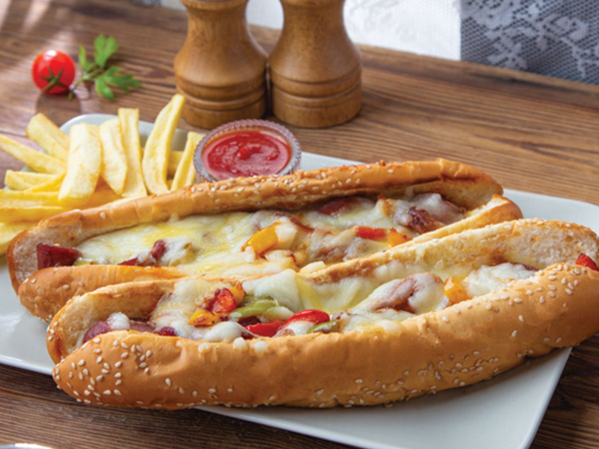 Hot Dog with egg and cheese sandwich