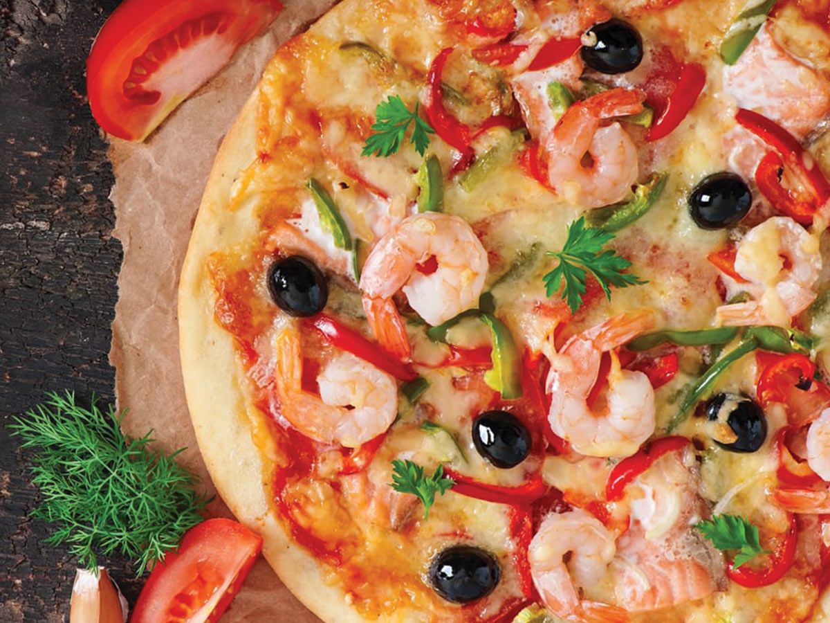 Seafood pizza