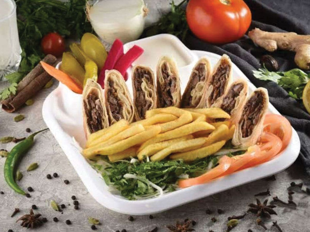 Arabic meat shawarma meal