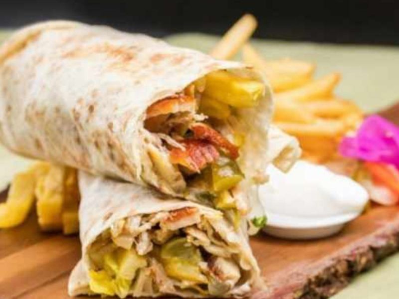 Chicken Shawerma With Fries Sandwich