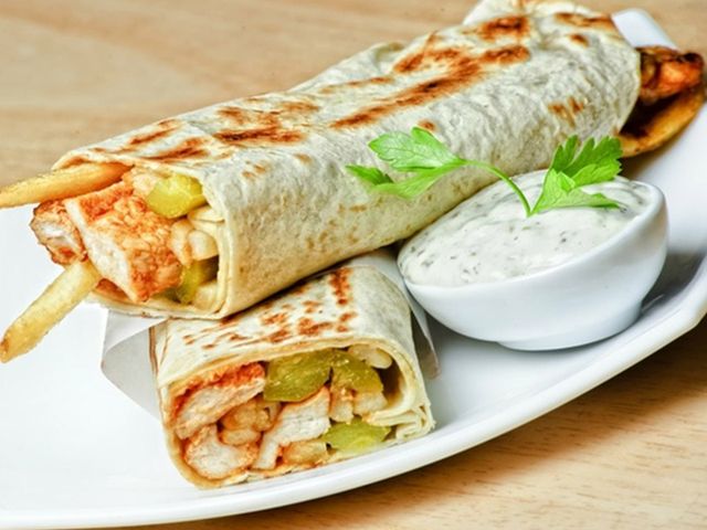 Chicken Shawerma With French Fries And Mozzarella Cheese Sandwich