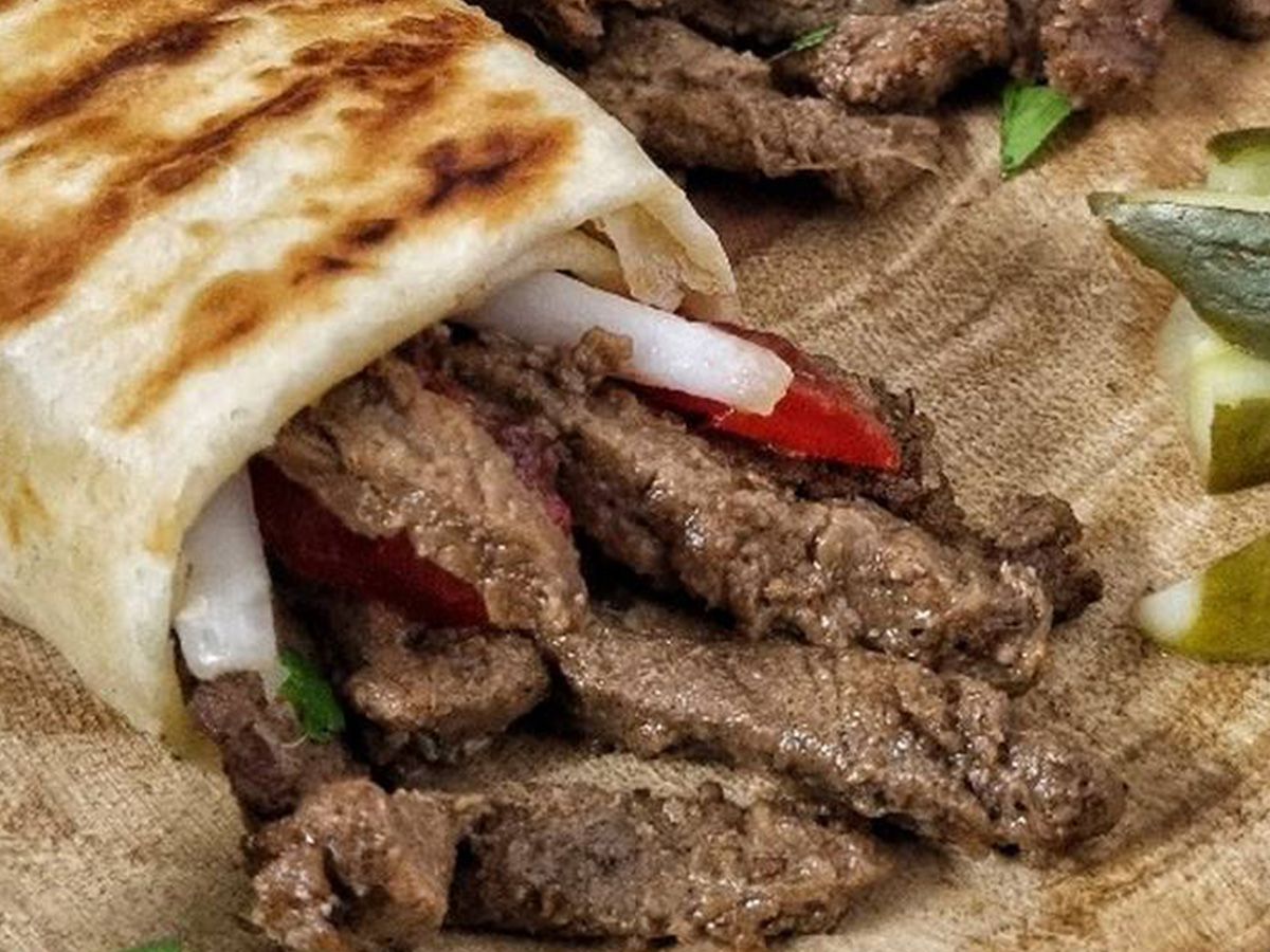 meat Shawerma Saj sandwich