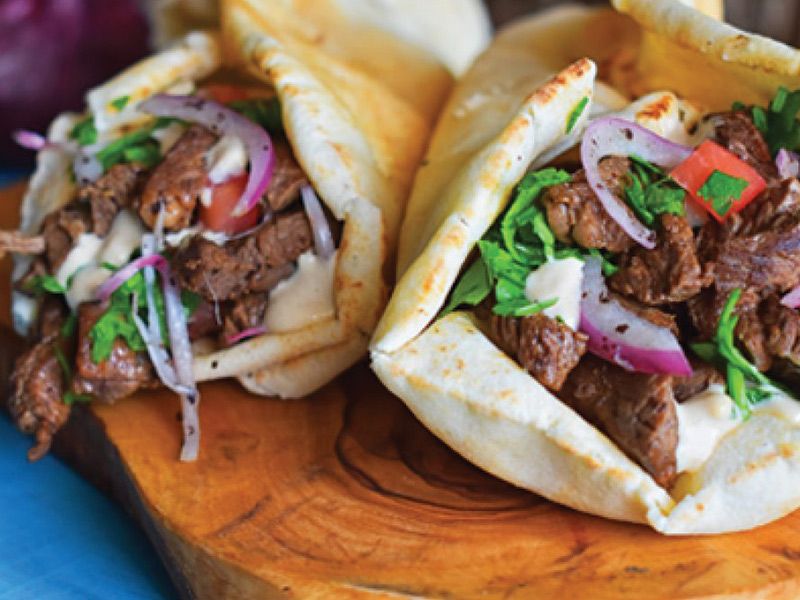 meat Shawerma Lebanese Bread Sandwich