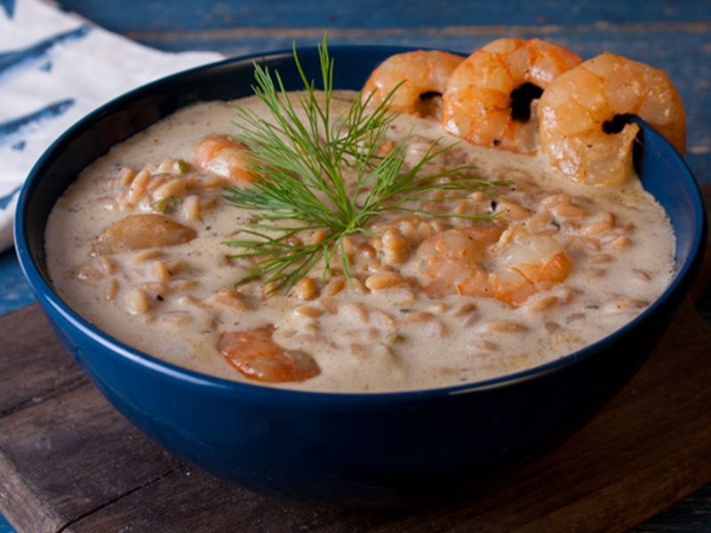 Orzo with shrimp Soup