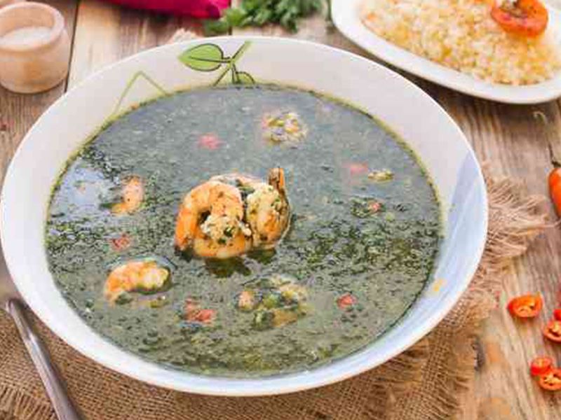 Molokhia With Shrimp Soup