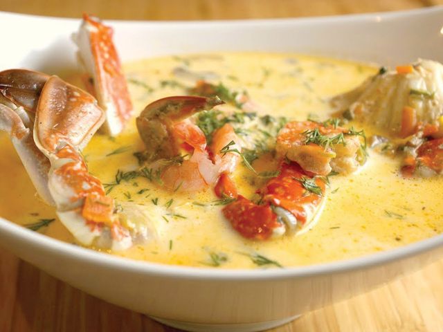 Golden shrimp soup