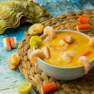 white seafood soup