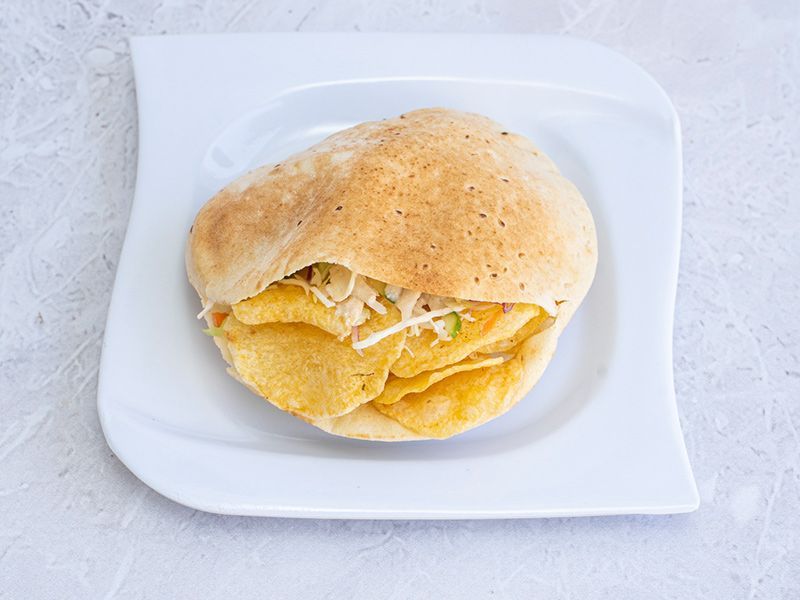 Chips with eggs sandwich