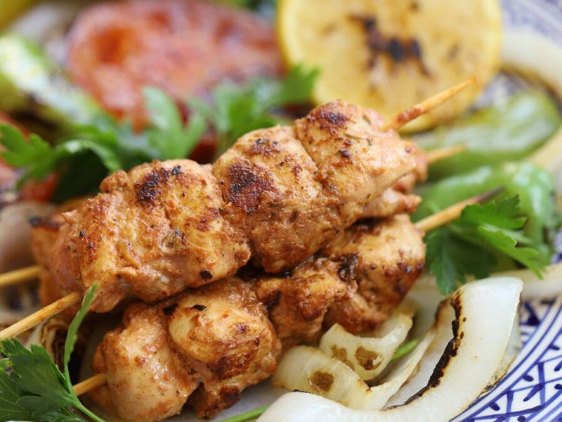 Grilled Shish Tawook On Stones