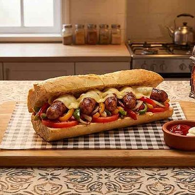 hot dog Petit Pain saroukh + mix vegetables+Roumy Cheese