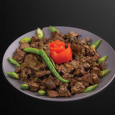 Fresh Chicken Liver Qlaya Dish with Onions