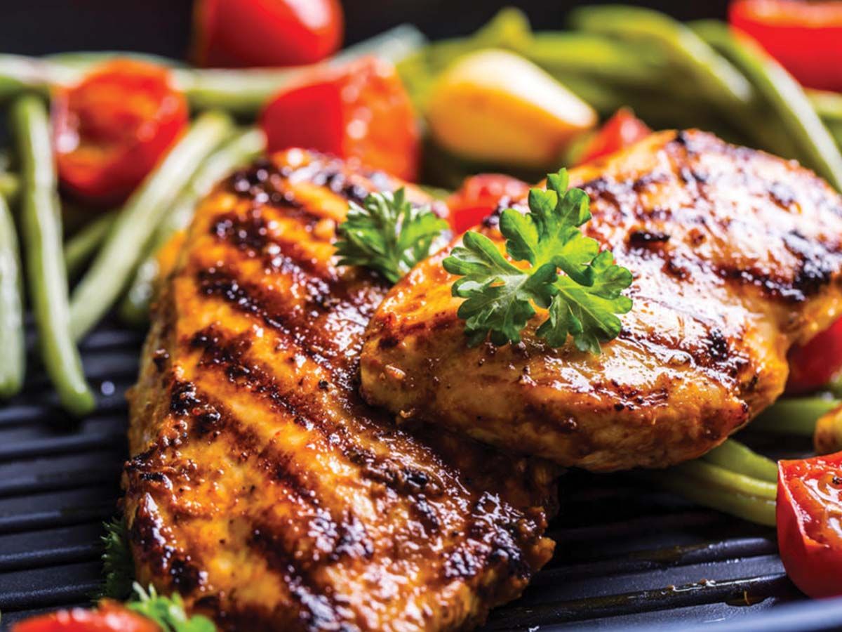 Grilled chicken breast fillet plate