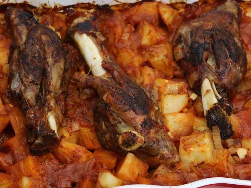 Oven Baked Shank With Potatoes Tray