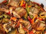 Eel Fish With Shrimp And Potatoes Tray