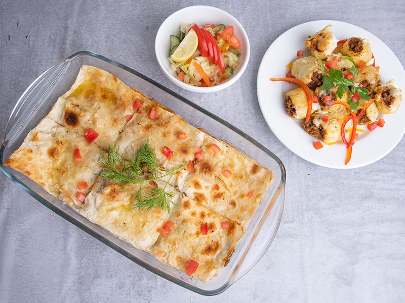 Potato Tray Stuffed With Meat And Rokak Tray With Minced Meat