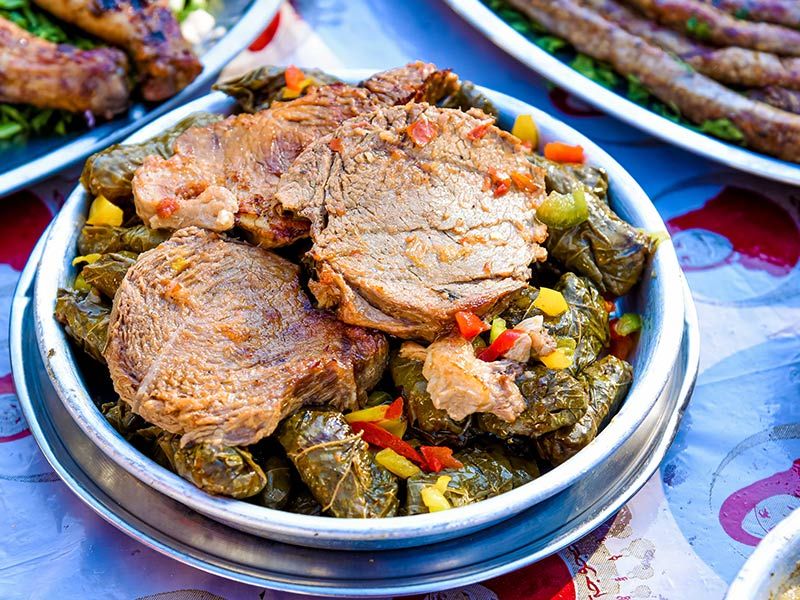 Vine Leaves With Meat Tray