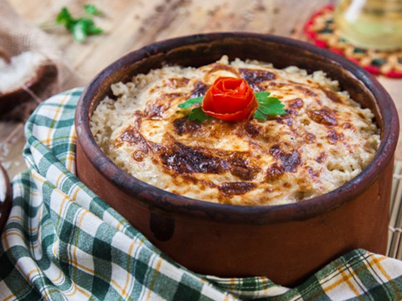Oven Baked Rice With Veal Meat Casserole