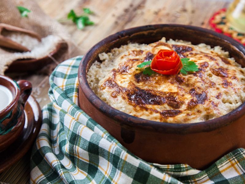Oven Baked Rice With Meat Casserole