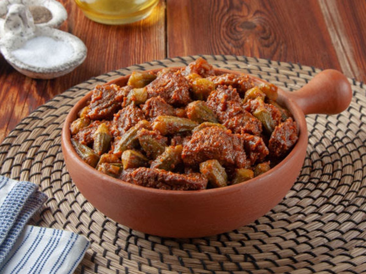 okra with meat casserole