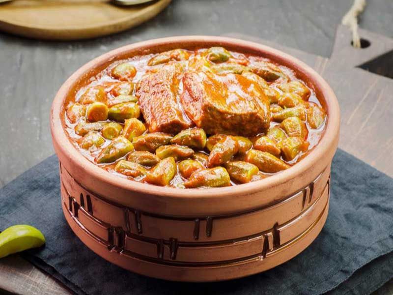 Okra With Mutton Meat Casserole