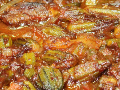 okra with meat casserole