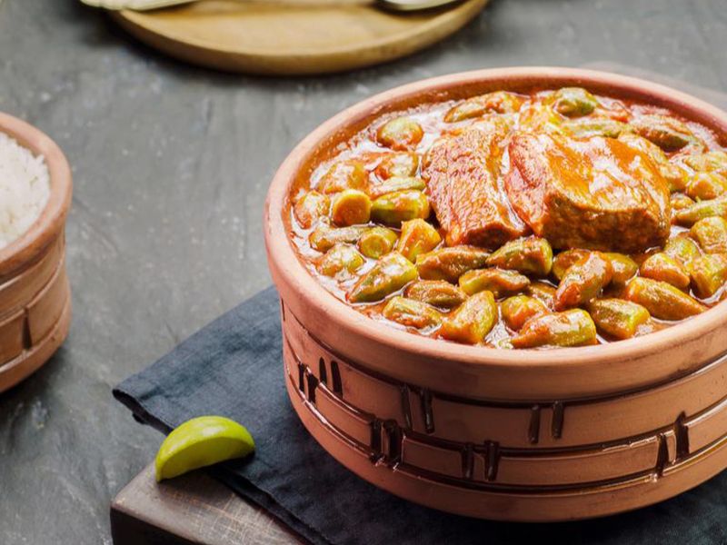 Okra With Oriental Meat Casserole