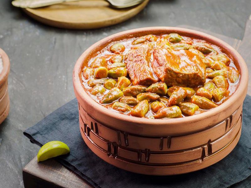 Okra with baladi meat Casserole