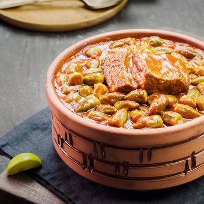 Okra with baladi meat Casserole