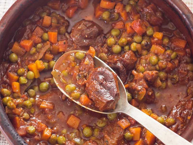 Peas With Carrots And Meat Casserole