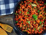 peas casserole with carrots and meat