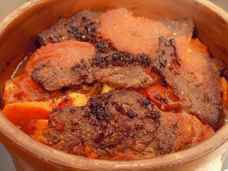Pottery Casserole Potato With Meat