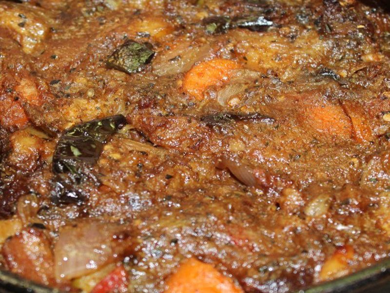 Mix Vegetables With Mutton Meat Casserole