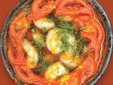 Shrimp casserole with red sauce