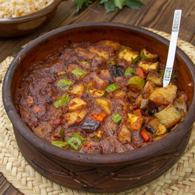 Roasted meat - rice + vegetable + salads + bread