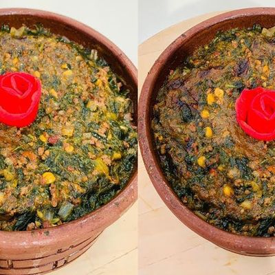 Spinach with baladi meat Casserole