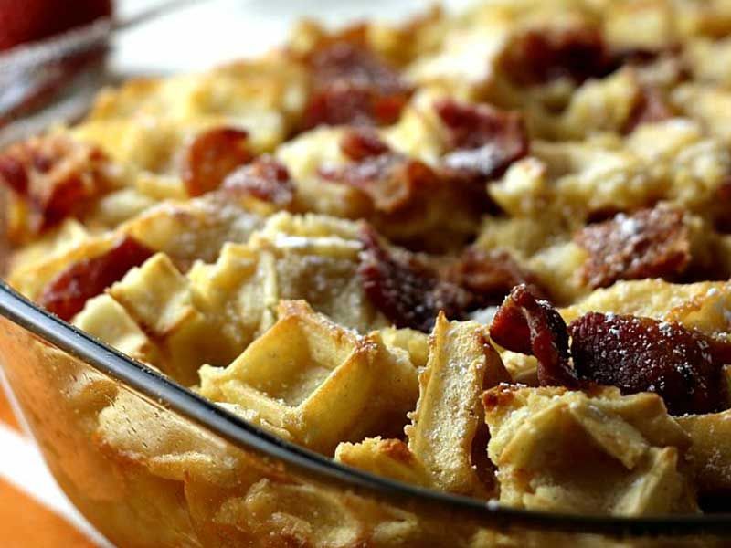 Chocolate Waffle Fatteh With Ice Cream Casserole