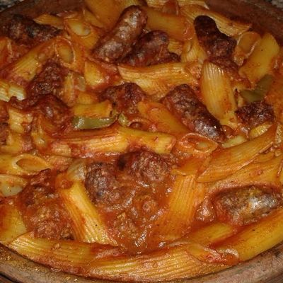Sausage Mozzarella pottery casserole