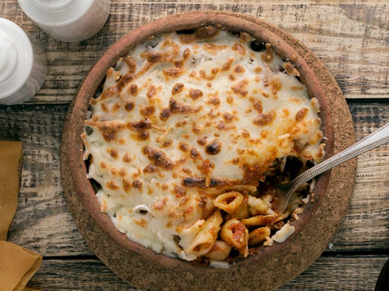 Liver With Mozzarella Cheese Pasta Casserole
