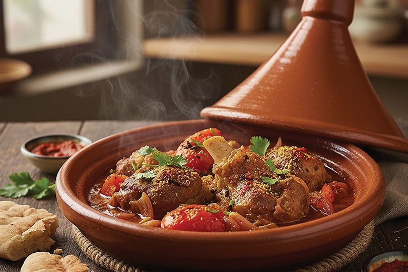 Lahmet Ras Casserole with Onions and Tomatoes