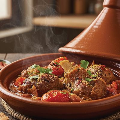 Lahmet Ras Casserole with Onions and Tomatoes
