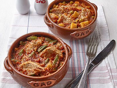 Okra With Mutton Meat Casserole
