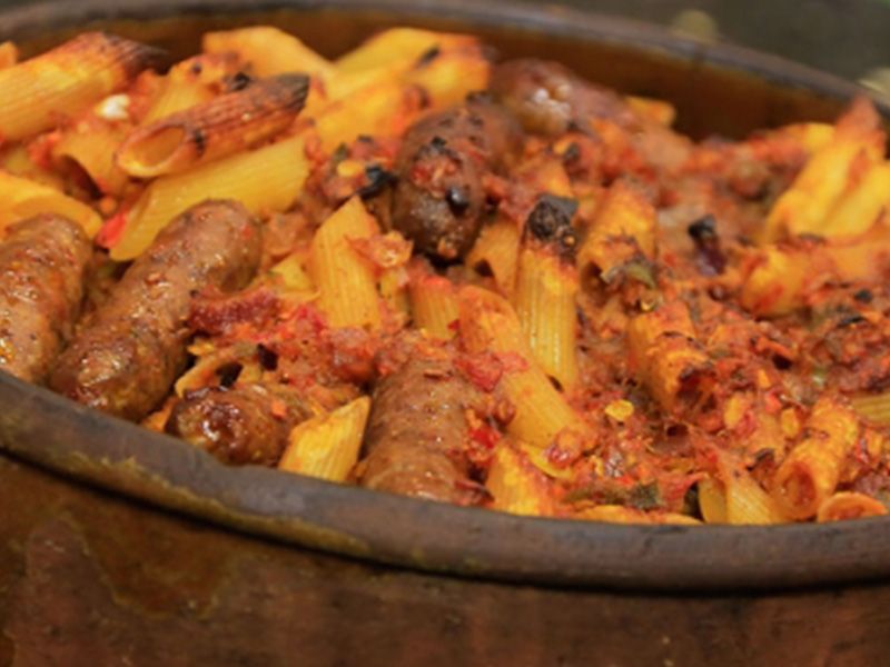 Oven Pasta With Oriental Sausage