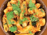Seafood pasta with red sauce