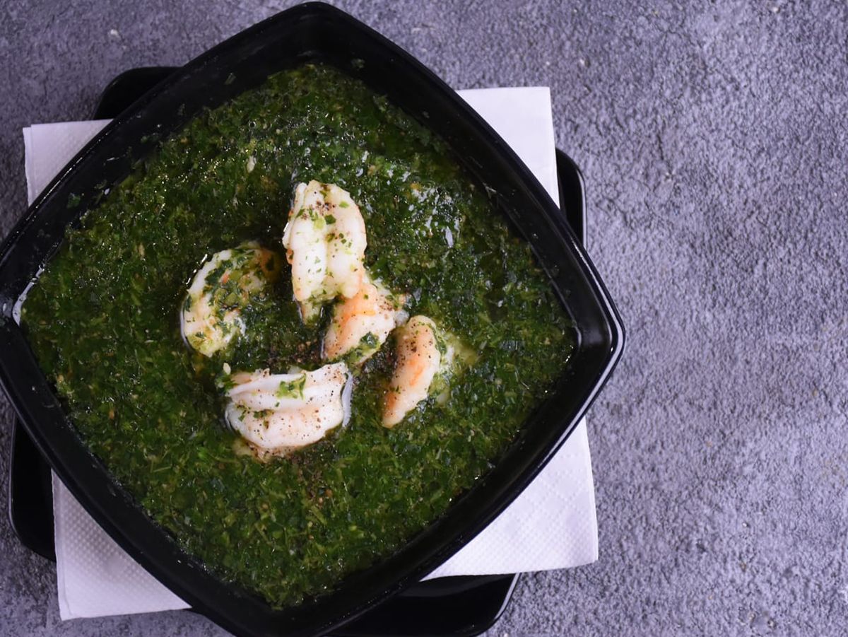 Molokhia with Shrimp Casserole
