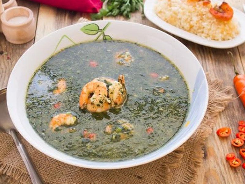 Molokhia with Shrimp Casserole