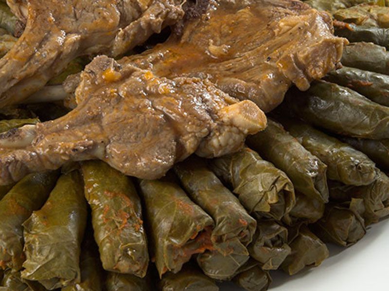 Vine Leaves with lamb ribs Casserole