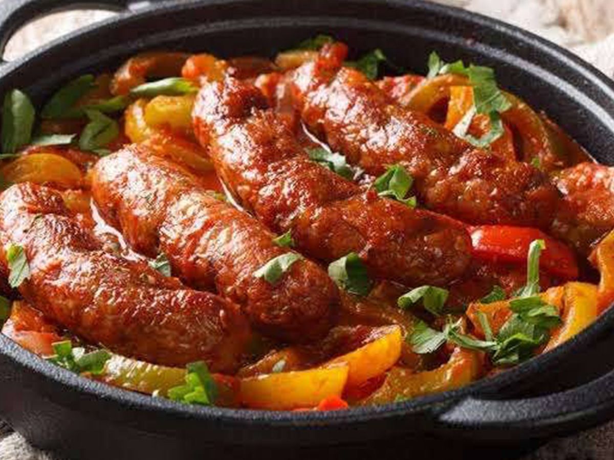 Sausage With Chili Pepper With Ghee And White Rice Pan