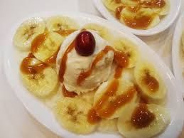 Rice Pudding And Banana And Ice Cream Platter