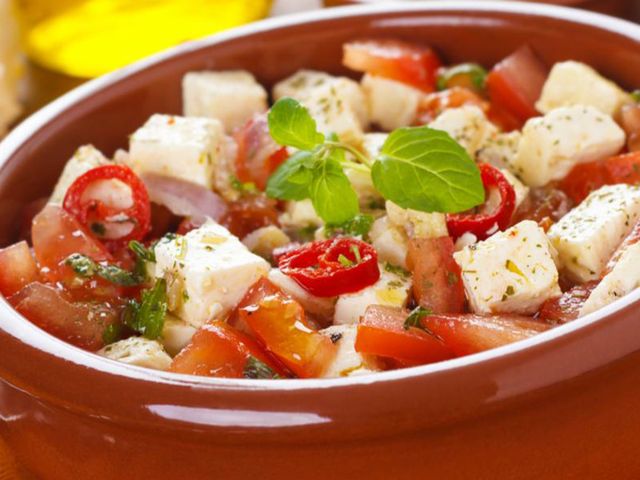 White Cheese Plate With Tomatoes plate