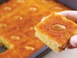 small Basbousa with nuts dish